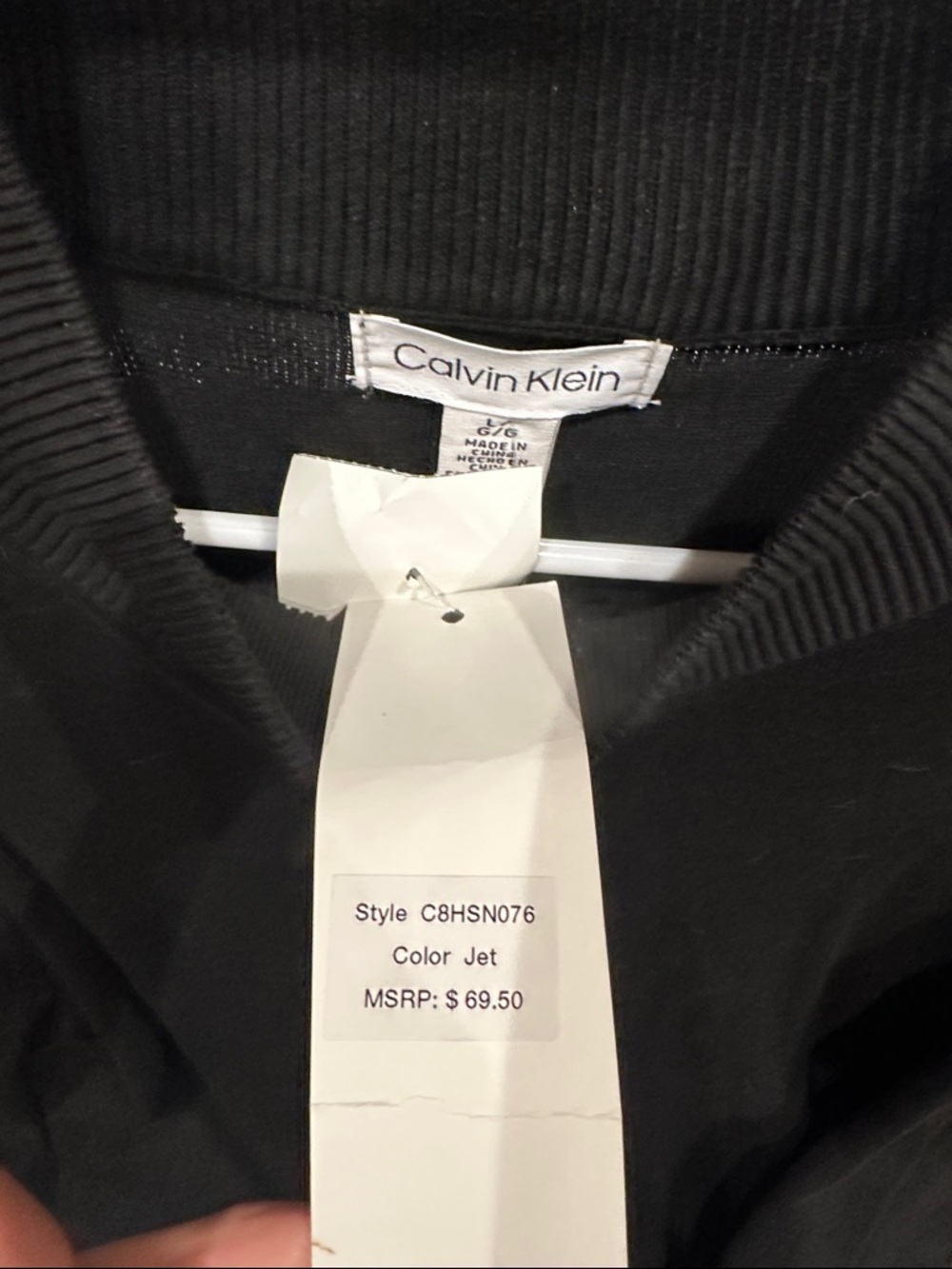 Calvin Klein Black Crewneck Sweater with Gold Button Accents - Picture 3 of 3